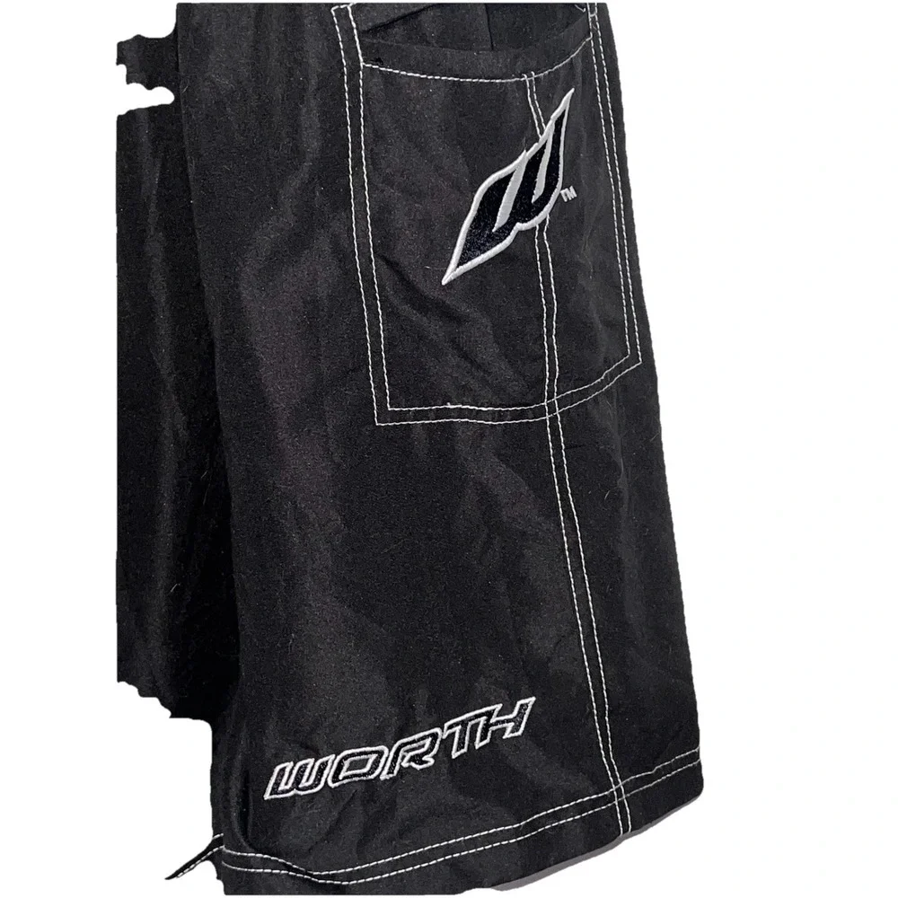 Worth XXXL Youth BoardShorts Black White Outline Logo‎ Cargo Wideleg Beach